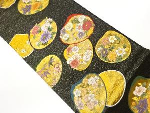 貝合わせに花々・松竹梅・菱模様織出し袋帯